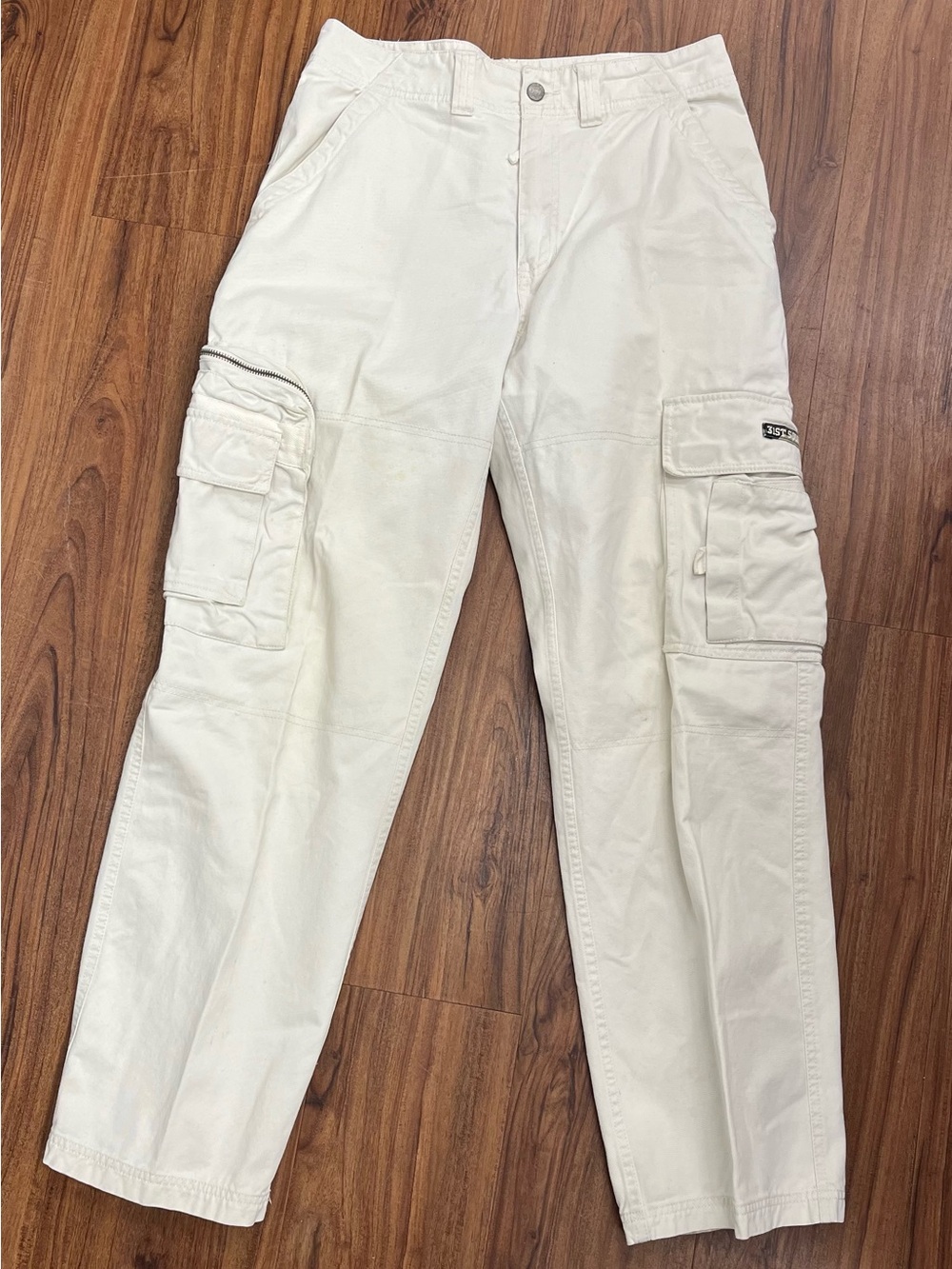 Bugle Boy White Cargo Pants with Multiple Pockets